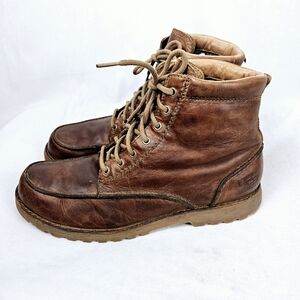 UGG Fallbrook Oiled Leather Rugged Combat Style Boot Size 12 Brown